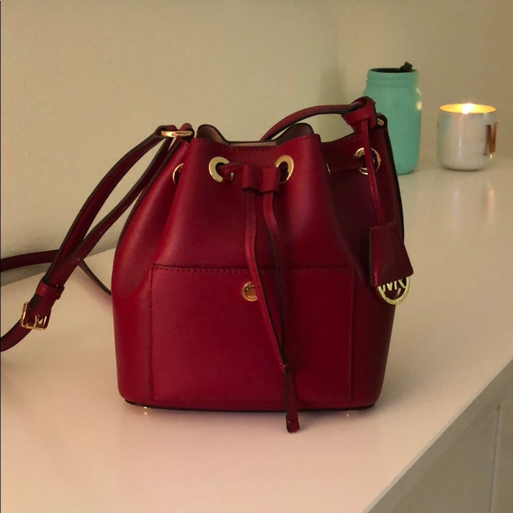 Michael Kors Red Greenwich Bucket Bag